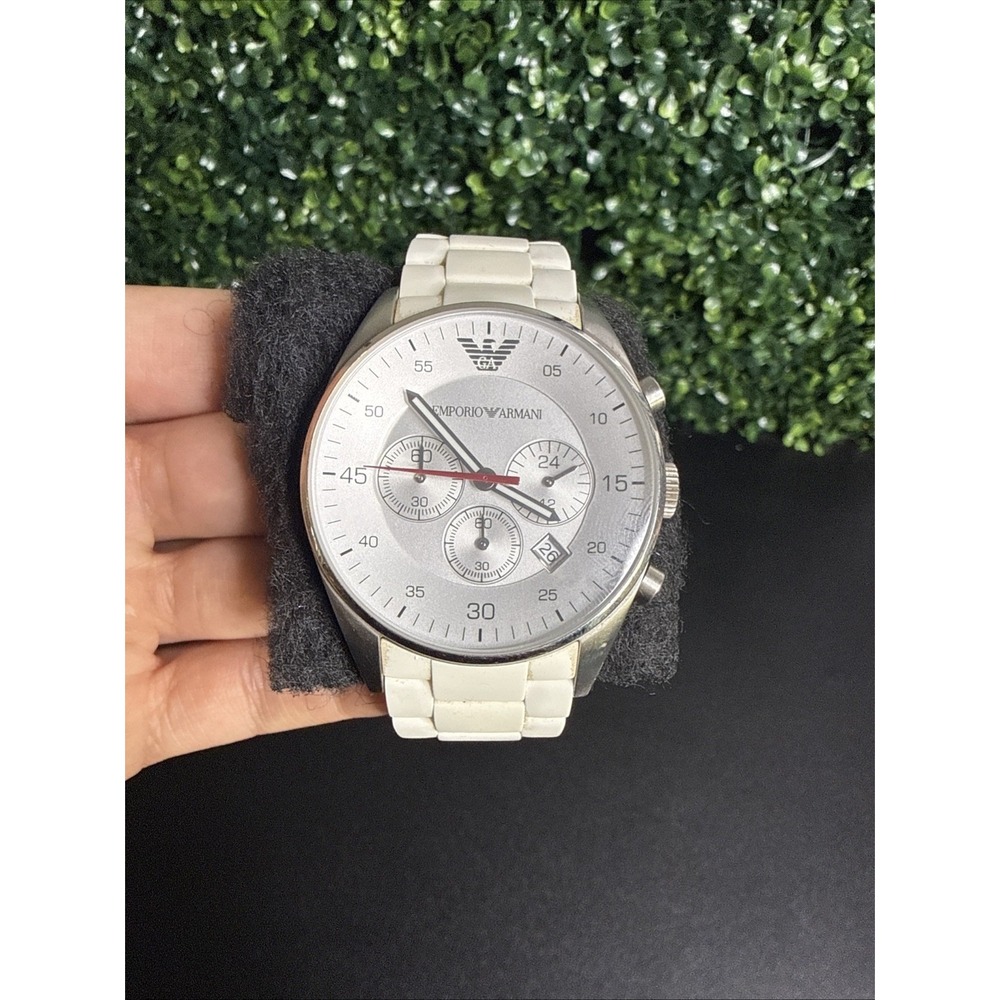 Emporio Armani Mens Watch White Dial Silicone Strap Steel  AR5859